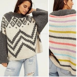 NWT Free People Nordic Stripe Chunky Very Warm Sweater Size Small